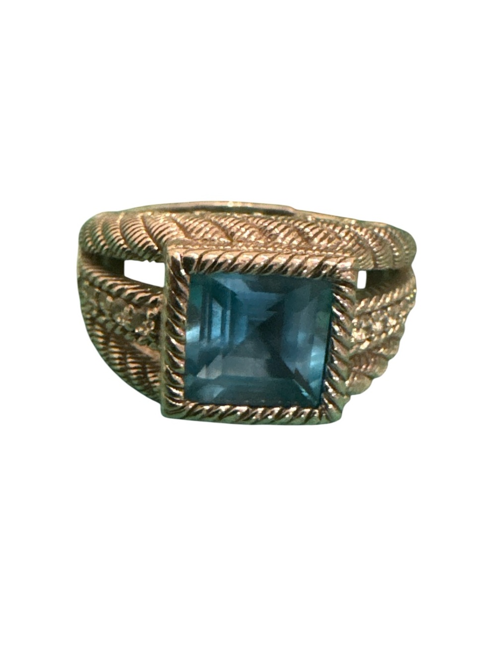 Judith Ripka Sterling Silver Blue Topaz Diamonique Ring